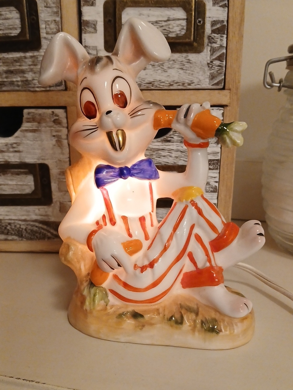 Mid-century Ceramic Rabbit Nightlight - Picture 6 of 7